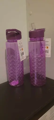 gourde personnalisé Gourde violette avec paille 700ML avec prénom ou la lettre